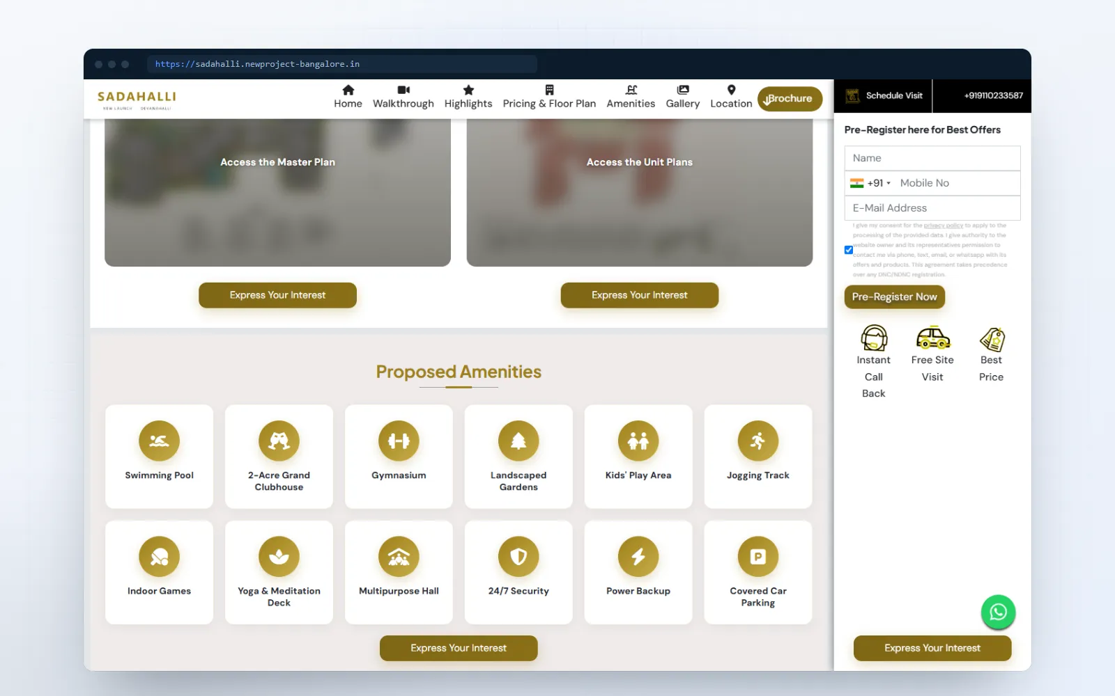 Lodha Sadahalli — screen 1 of 3, shown on desktop and mobile