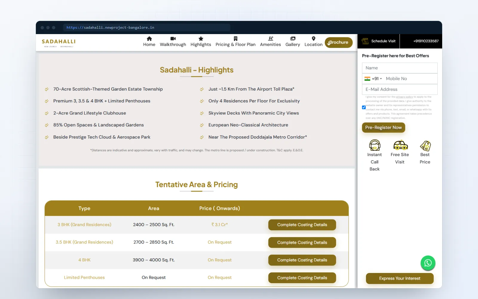 Lodha Sadahalli — screen 2 of 3, shown on desktop and mobile
