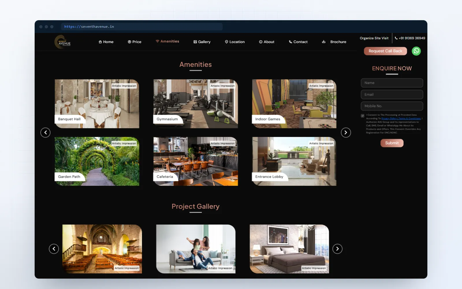 Seventh Avenue — screen 1 of 3, shown on desktop and mobile
