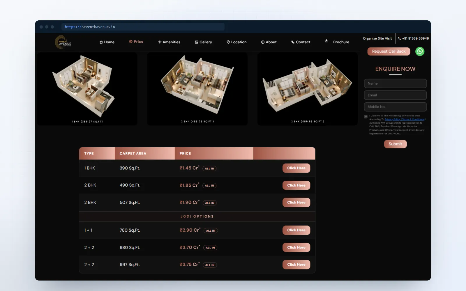 Seventh Avenue — screen 2 of 3, shown on desktop and mobile