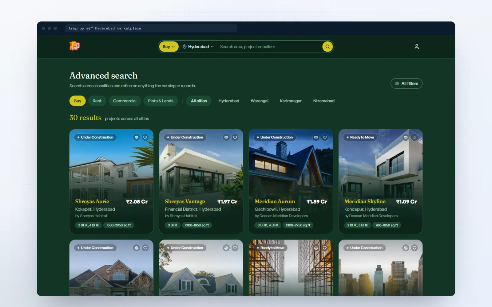 Truprop — screen 1 of 3, shown on desktop and mobile