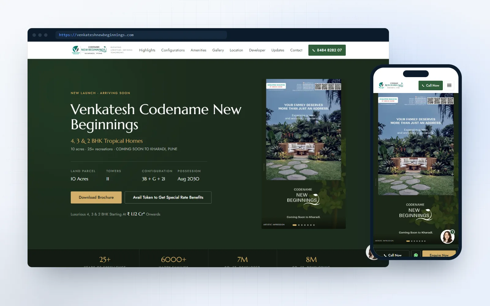 Codename New Beginnings — project website for Blackstone Realty, shown on desktop and mobile