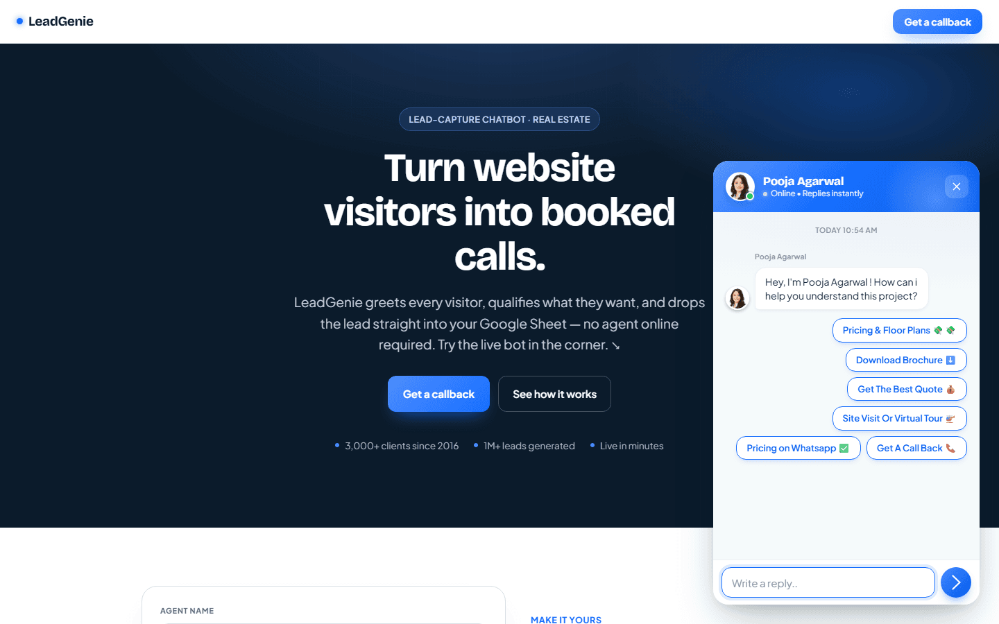 LeadGenie — Chatbots we built