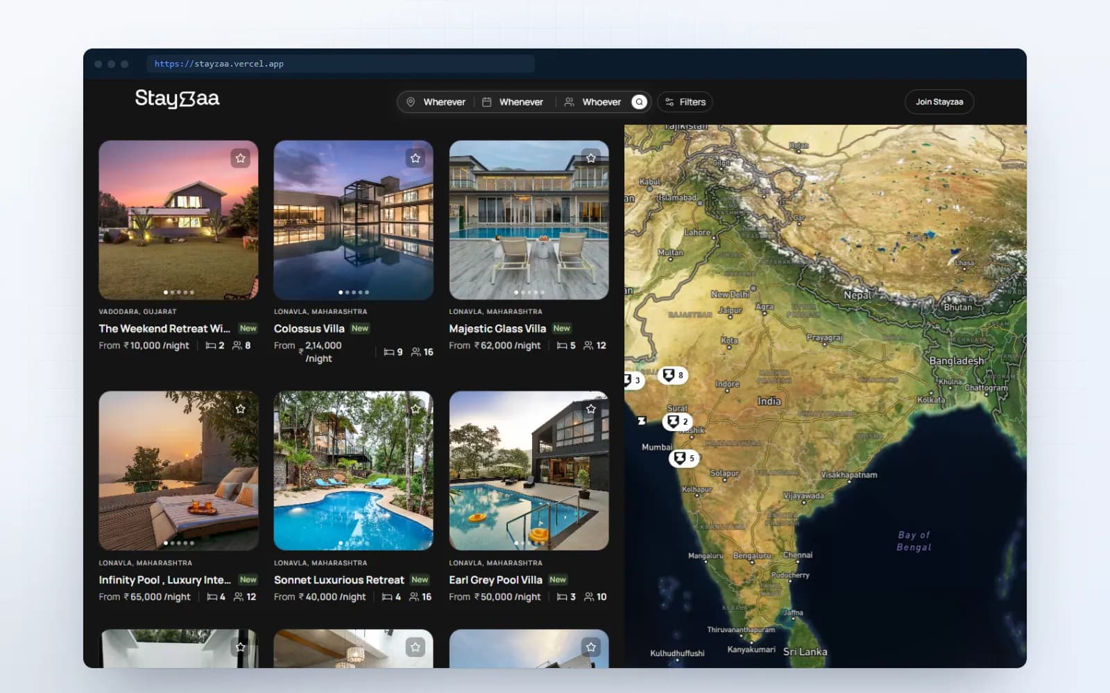 Stayzaa — screen 2 of 3, shown on desktop and mobile