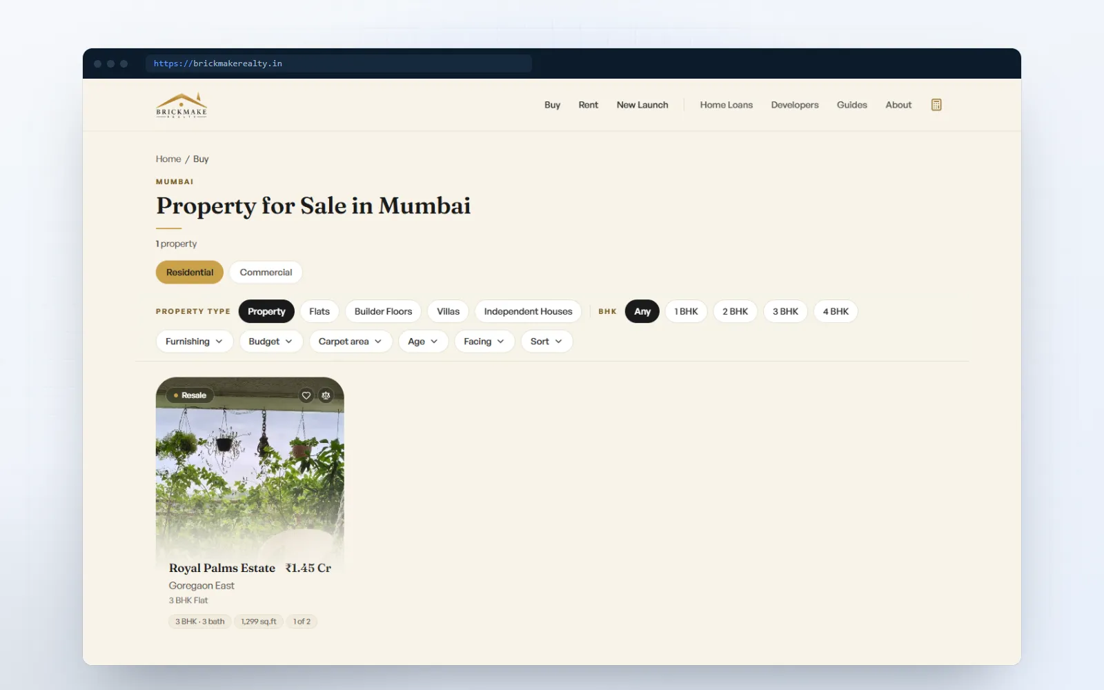 Brickmake Realty — screen 1 of 3, shown on desktop and mobile