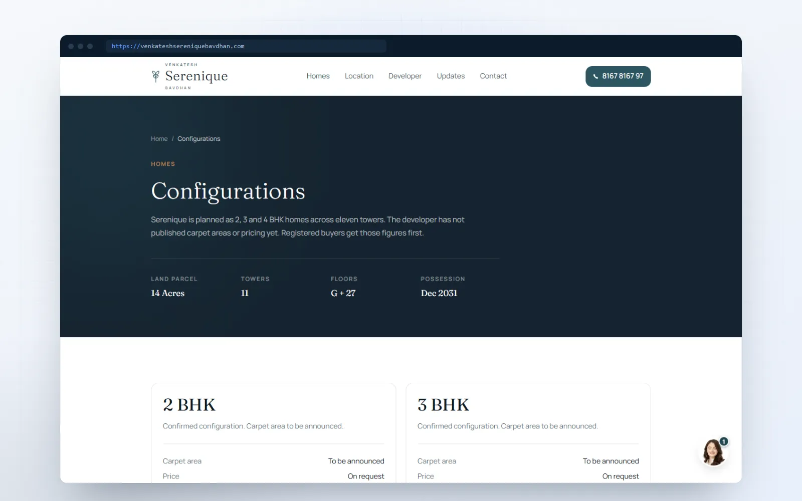Venkatesh Serenique — screen 1 of 3, shown on desktop and mobile