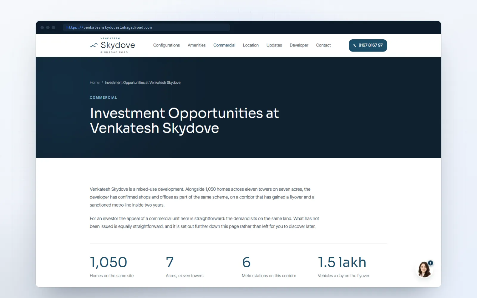 Venkatesh Skydove — screen 2 of 3, shown on desktop and mobile